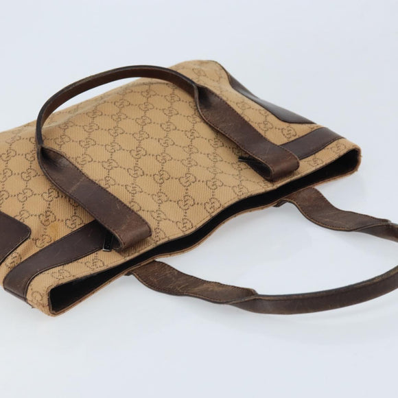 GUCCI GG Canvas Draagtas Beige Zilver 73983 Auth ka3180
