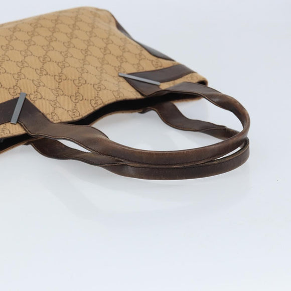 GUCCI GG Canvas Draagtas Beige Zilver 73983 Auth ka3180
