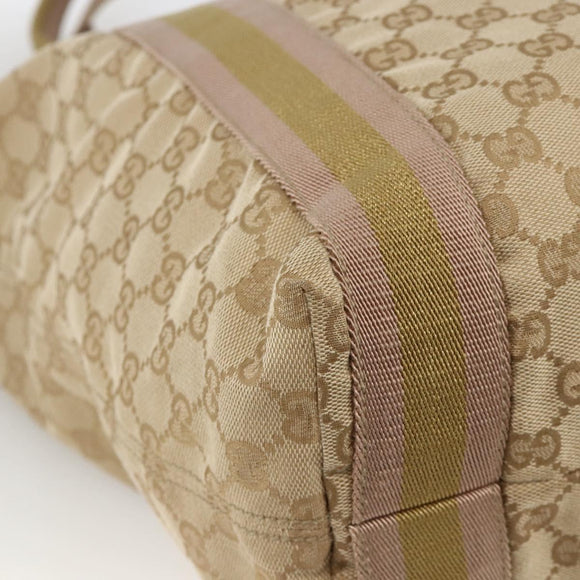GUCCI GG Canvas Sherry Line Tote Bag Beige 189669 Auth ka3188