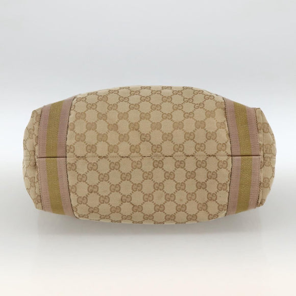 GUCCI GG Canvas Sherry Line Tote Bag Beige 189669 Auth ka3188