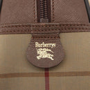 Burberrys Nova Check Boston Bag Canvas Leather Beige Gold Auth ka319-17