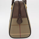 Burberrys Nova Check Boston Bag Canvas Leather Beige Gold Auth ka319-5