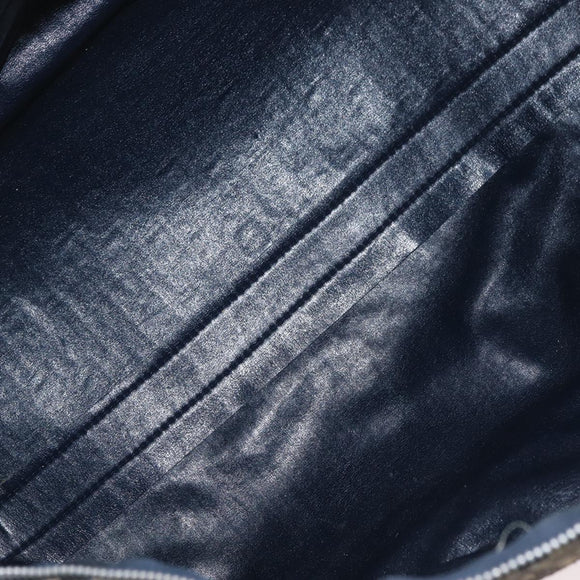 Christian Dior Trotter Canvas Boston Bag Navy Silver Auth ka3190
