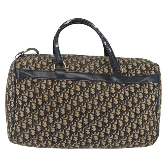 Christian Dior Trotter Canvas Boston Bag Navy Silver Auth ka3190