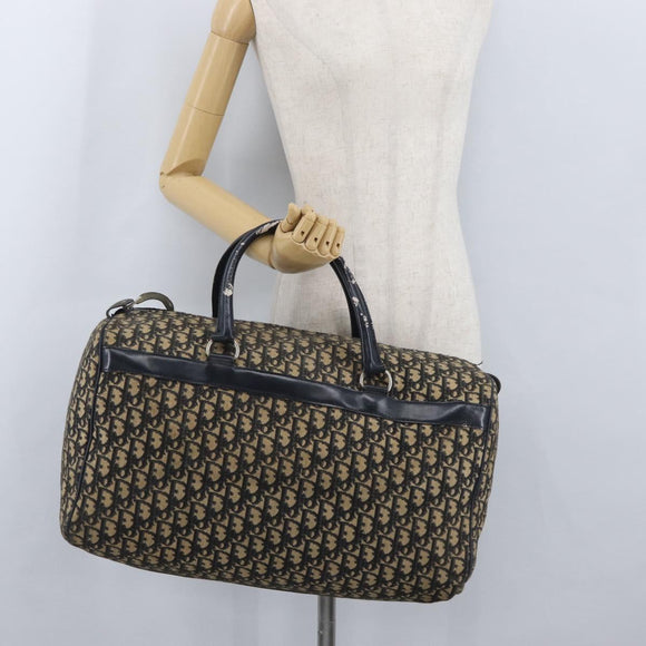 Christian Dior Trotter Canvas Boston Bag Navy Silver Auth ka3190