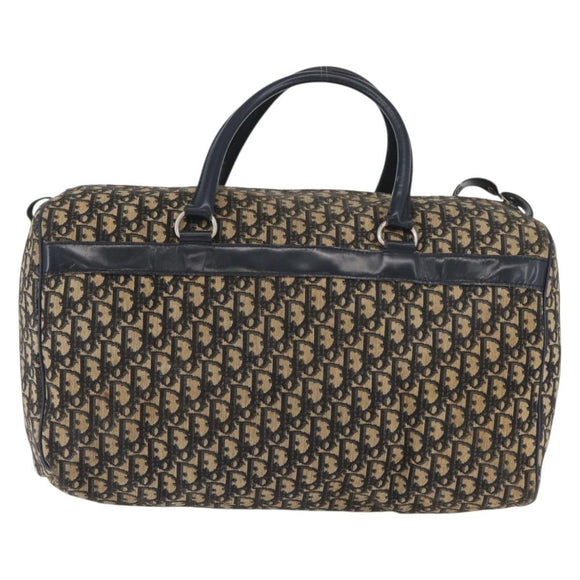 Christian Dior Trotter Canvas Boston Bag Navy Silver Auth ka3190