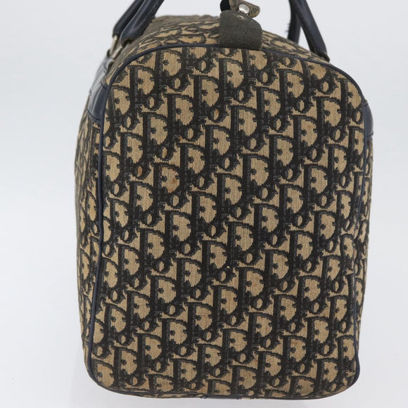 Christian Dior Trotter Canvas Boston Bag Navy Silver Auth ka3190