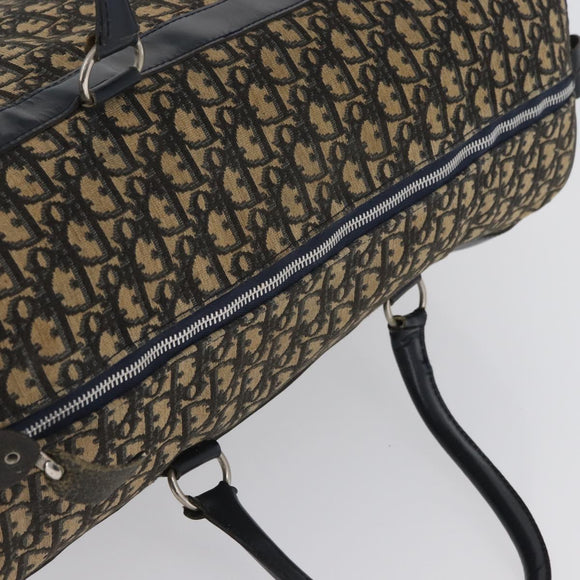Christian Dior Trotter Canvas Boston Bag Navy Silver Auth ka3190