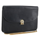 Christian Dior Chain Shoulder Bag Leather Black Gold Auth ka3196-1