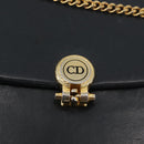 Christian Dior Chain Shoulder Bag Leather Black Gold Auth ka3196-14