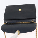 Christian Dior Chain Shoulder Bag Leather Black Gold Auth ka3196-15