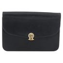 Christian Dior Chain Shoulder Bag Leather Black Gold Auth ka3196-2