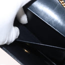 Christian Dior Chain Shoulder Bag Leather Black Gold Auth ka3196-20