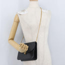 Christian Dior Chain Shoulder Bag Leather Black Gold Auth ka3196-21