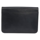 Christian Dior Chain Shoulder Bag Leather Black Gold Auth ka3196-3