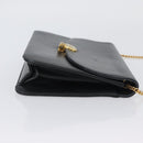 Christian Dior Chain Shoulder Bag Leather Black Gold Auth ka3196-4