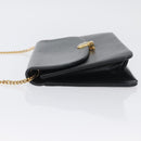 Christian Dior Chain Shoulder Bag Leather Black Gold Auth ka3196-5