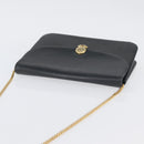 Christian Dior Chain Shoulder Bag Leather Black Gold Auth ka3196-6