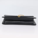 Christian Dior Chain Shoulder Bag Leather Black Gold Auth ka3196-9