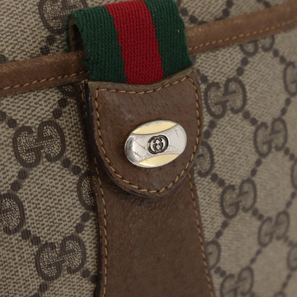 GUCCI GG Supreme Web Sherry Line Umhängetasche PVC Beige Gold 169937 Auth ka3198