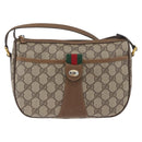 GUCCI GG Supreme Web Sherry Line Umhängetasche PVC Beige Gold 169937 Auth ka3198-2