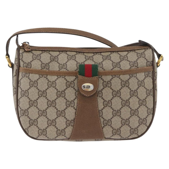 GUCCI GG Supreme Web Sherry Line Umhängetasche PVC Beige Gold 169937 Auth ka3198