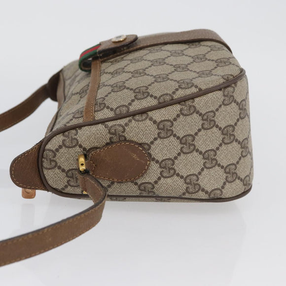 GUCCI GG Supreme Web Sherry Line Umhängetasche PVC Beige Gold 169937 Auth ka3198