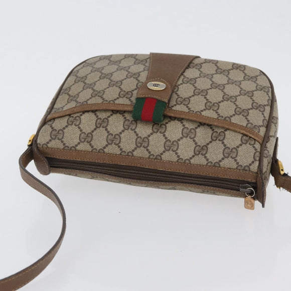 GUCCI GG Supreme Web Sherry Line Umhängetasche PVC Beige Gold 169937 Auth ka3198