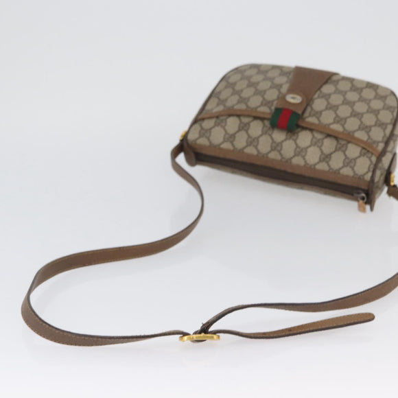 GUCCI GG Supreme Web Sherry Line Umhängetasche PVC Beige Gold 169937 Auth ka3198