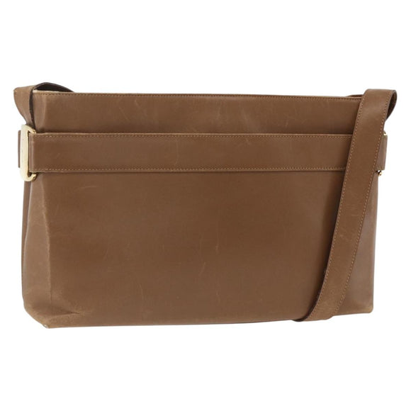 Salvatore Ferragamo Shoulder Bag Leather Brown Gold Auth ka3200