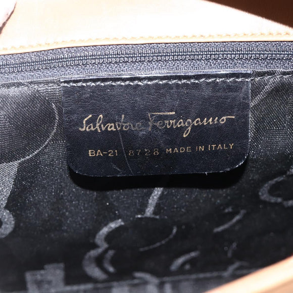 Salvatore Ferragamo Shoulder Bag Leather Brown Gold Auth ka3200