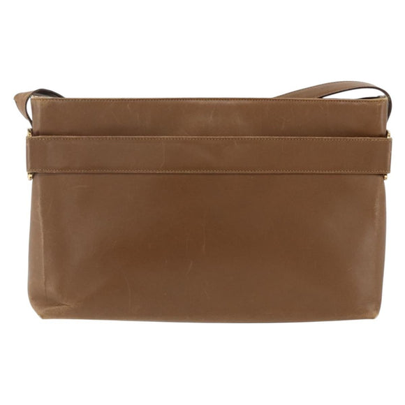Salvatore Ferragamo Shoulder Bag Leather Brown Gold Auth ka3200