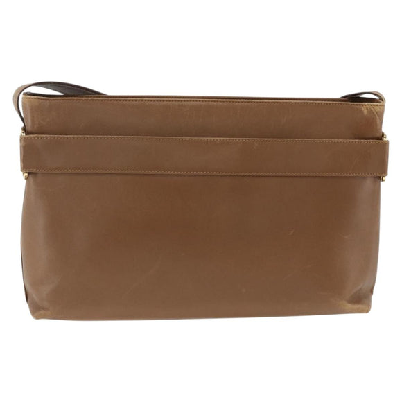 Salvatore Ferragamo Shoulder Bag Leather Brown Gold Auth ka3200