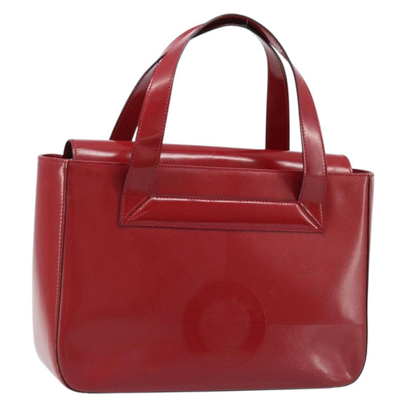CELINE Hand Bag Leather Red Gold Auth ka3202