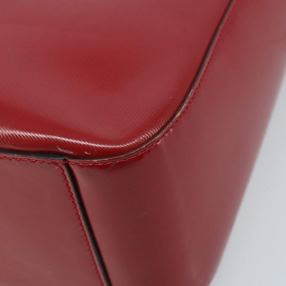 CELINE Hand Bag Leather Red Gold Auth ka3202