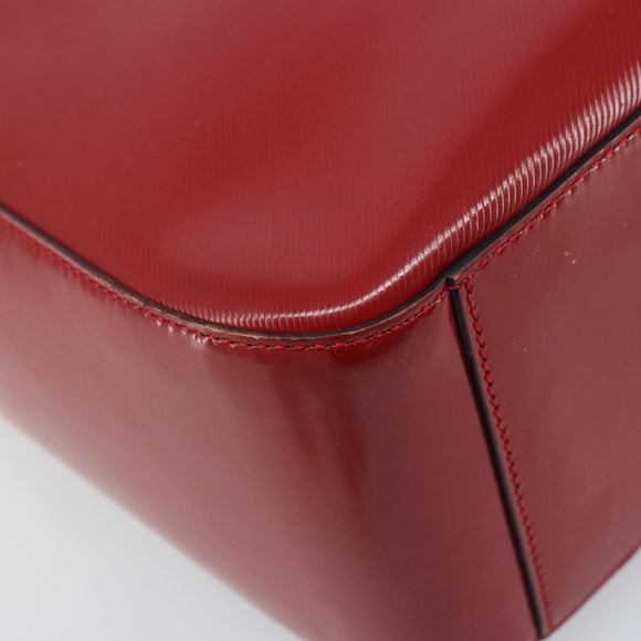 CELINE Hand Bag Leather Red Gold Auth ka3202