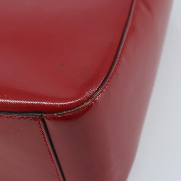 CELINE Hand Bag Leather Red Gold Auth ka3202