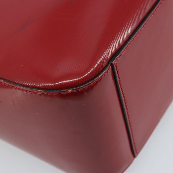 CELINE Hand Bag Leather Red Gold Auth ka3202