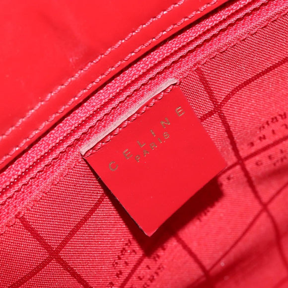 CELINE Hand Bag Leather Red Gold Auth ka3202