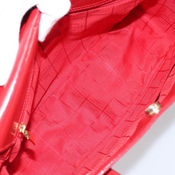 CELINE Hand Bag Leather Red Gold Auth ka3202