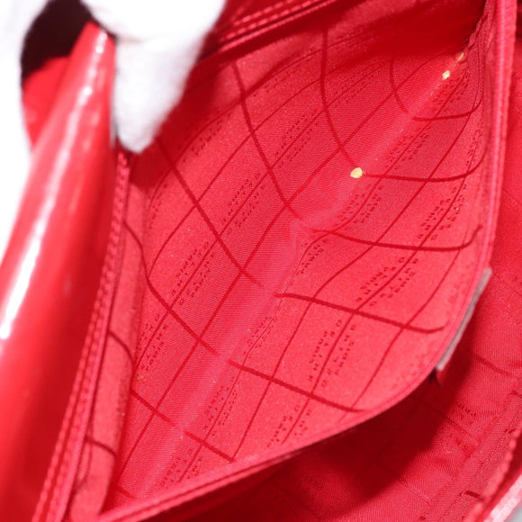 CELINE Hand Bag Leather Red Gold Auth ka3202