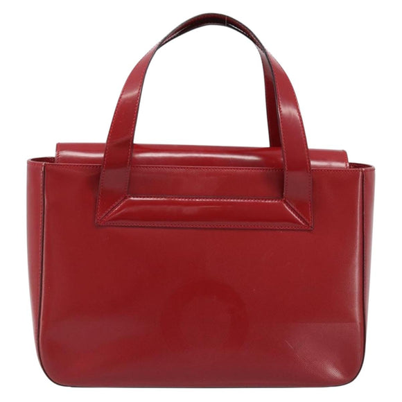 CELINE Hand Bag Leather Red Gold Auth ka3202