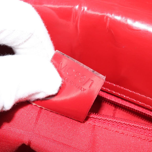 CELINE Hand Bag Leather Red Gold Auth ka3202