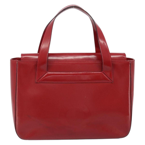 CELINE Hand Bag Leather Red Gold Auth ka3202
