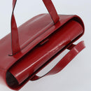 CELINE Hand Bag Leather Red Gold Auth ka3202-6