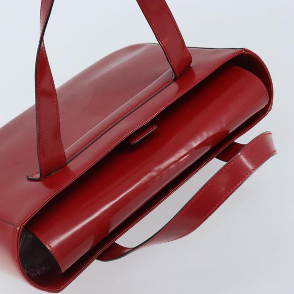 CELINE Hand Bag Leather Red Gold Auth ka3202