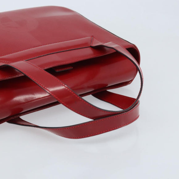 CELINE Hand Bag Leather Red Gold Auth ka3202