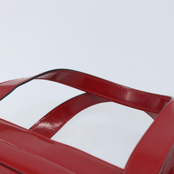CELINE Hand Bag Leather Red Gold Auth ka3202