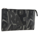 Salvatore Ferragamo Clutch Bag Leather Black Silver Auth ka3207-1