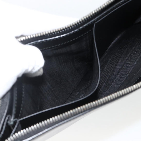 Salvatore Ferragamo Clutch Bag Leather Black Silver Auth ka3207